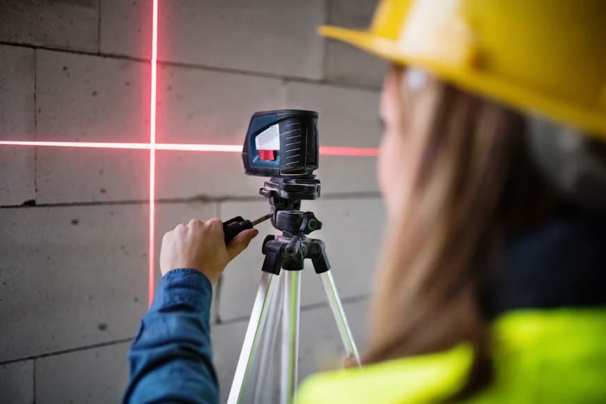 Technician using a 3D laser scanner inside an industrial facility